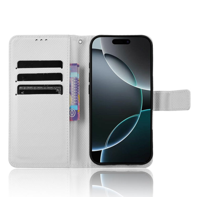 For iPhone 16 Pro Max Diamond Texture Leather Phone Case(White) by buy2fix