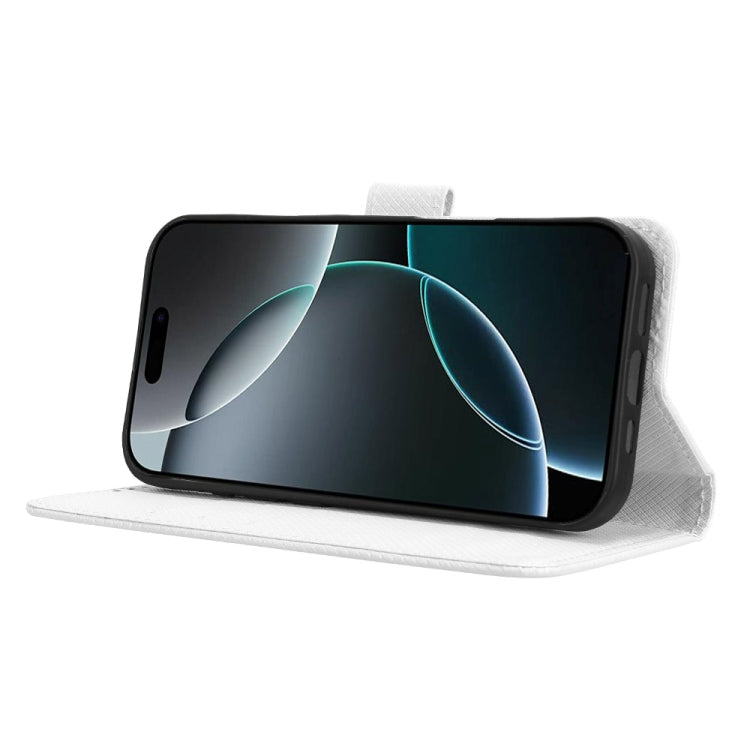 For iPhone 16 Pro Max Diamond Texture Leather Phone Case(White) by buy2fix