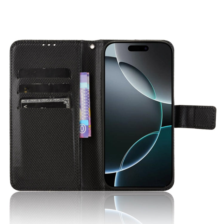 For iPhone 16 Pro Max Diamond Texture Leather Phone Case(Black) by buy2fix