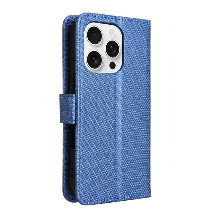 For iPhone 16 Pro Max Diamond Texture Leather Phone Case(Blue) by buy2fix