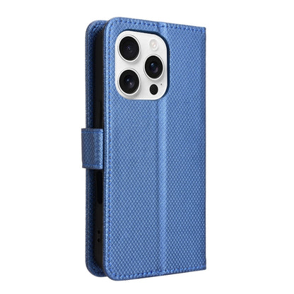 For iPhone 16 Pro Max Diamond Texture Leather Phone Case(Blue) by buy2fix