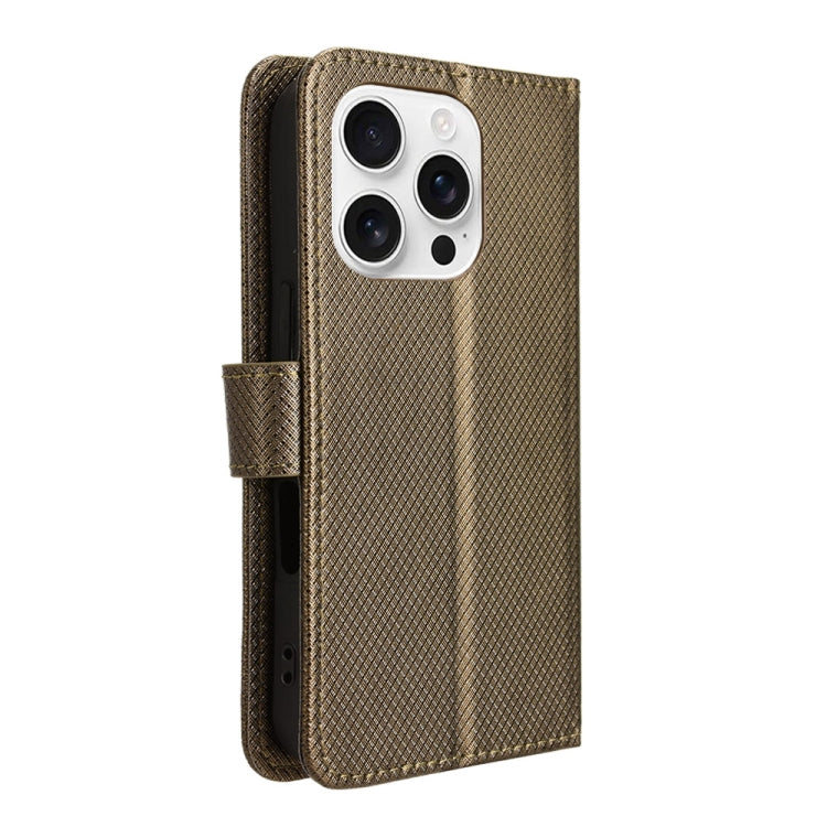 For iPhone 16 Pro Max Diamond Texture Leather Phone Case(Brown) by buy2fix