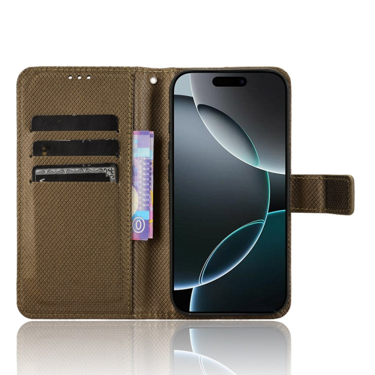 For iPhone 16 Pro Max Diamond Texture Leather Phone Case(Brown) by buy2fix