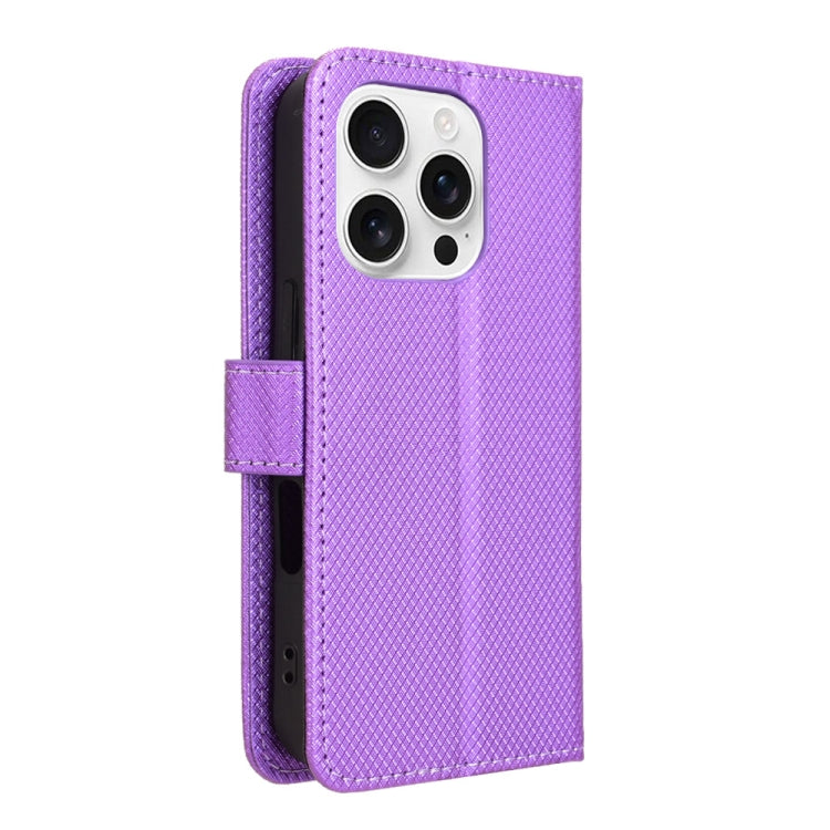 For iPhone 16 Pro Max Diamond Texture Leather Phone Case(Purple) by buy2fix