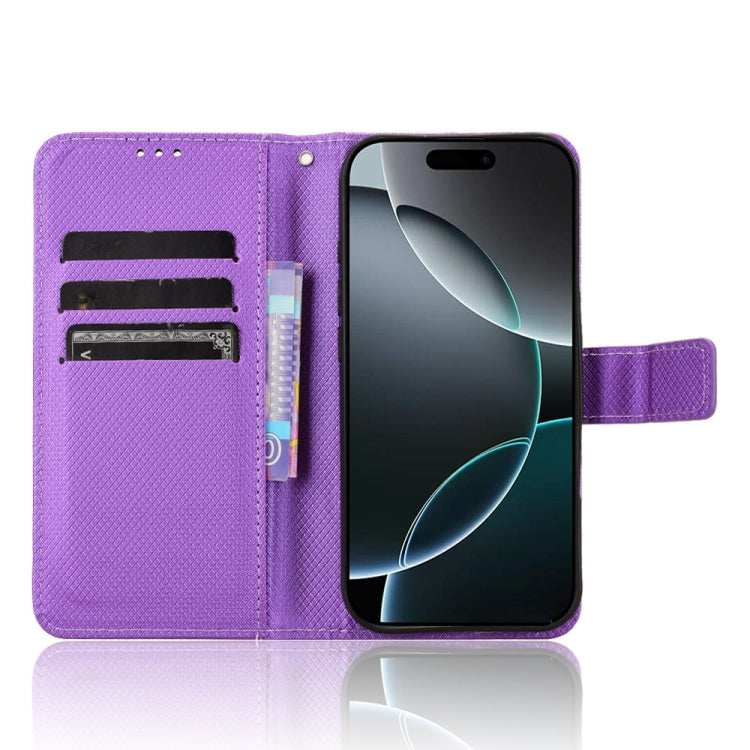 For iPhone 16 Pro Max Diamond Texture Leather Phone Case(Purple) by buy2fix