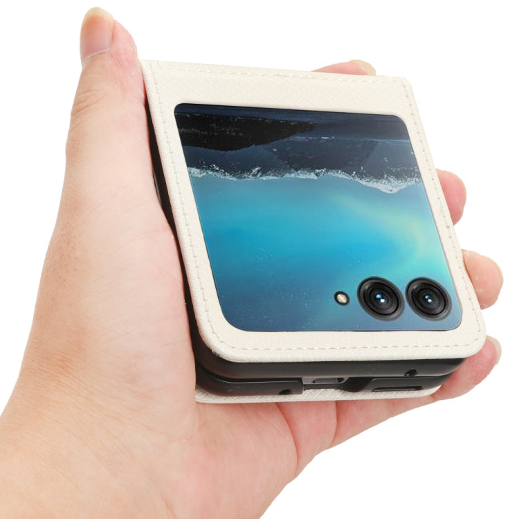 For Motorola Razr 40 Ultra Diamond Texture Leather Phone Case(White) by buy2fix