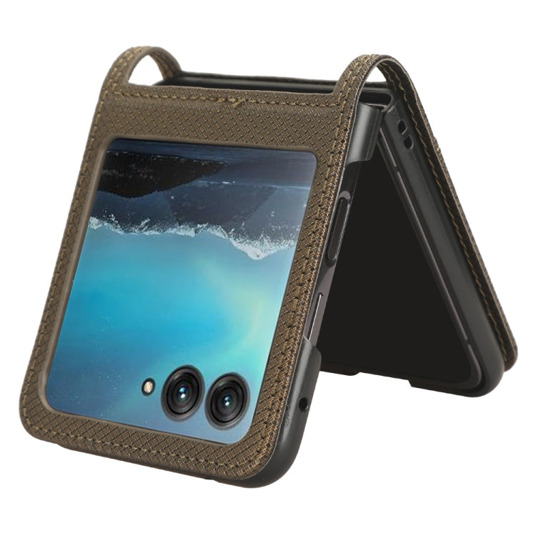 For Motorola Razr 40 Ultra Diamond Texture Leather Phone Case(Brown) by buy2fix