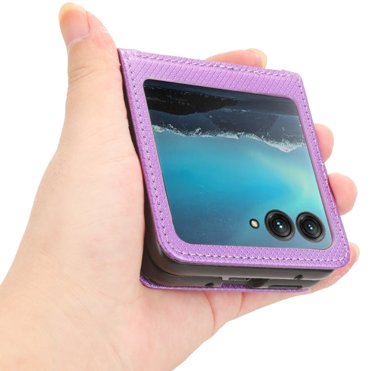 For Motorola Razr 40 Ultra Diamond Texture Leather Phone Case(Purple) by buy2fix