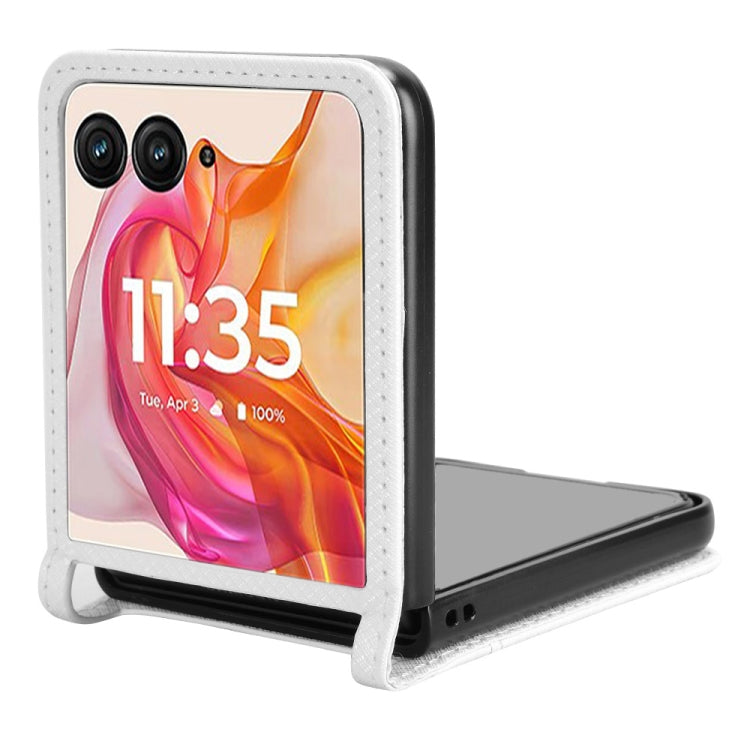 For Motorola Razr 50 Ultra Diamond Texture Leather Phone Case(White) by buy2fix