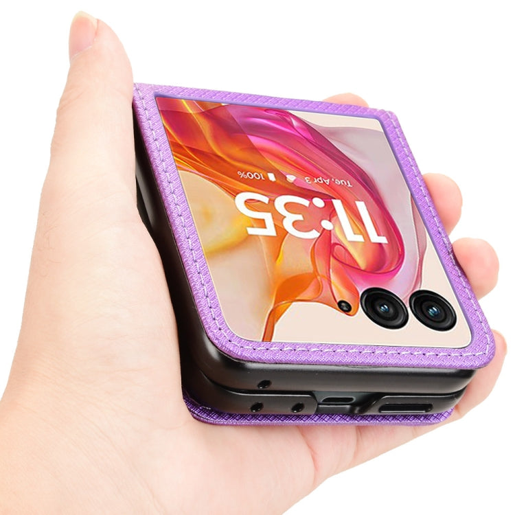 For Motorola Razr 50 Ultra Diamond Texture Leather Phone Case(Purple) by buy2fix