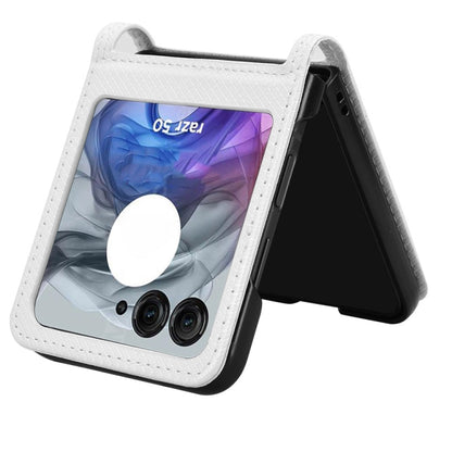For Motorola Razr 50 Diamond Texture Leather Phone Case(White) by buy2fix