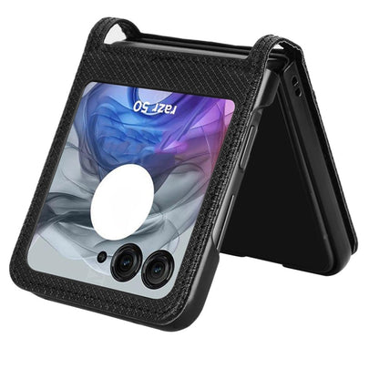 For Motorola Razr 50 Diamond Texture Leather Phone Case(Black) by buy2fix