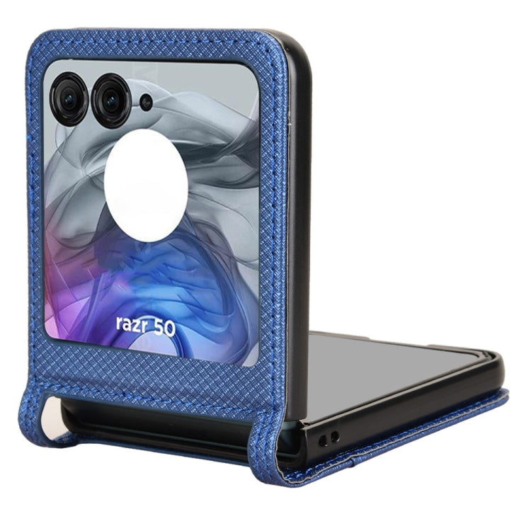 For Motorola Razr 50 Diamond Texture Leather Phone Case(Blue) by buy2fix