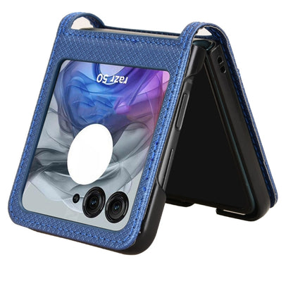 For Motorola Razr 50 Diamond Texture Leather Phone Case(Blue) by buy2fix