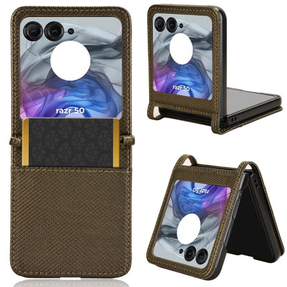 For Motorola Razr 50 Diamond Texture Leather Phone Case(Brown) by buy2fix
