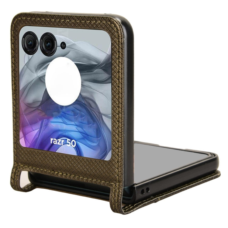 For Motorola Razr 50 Diamond Texture Leather Phone Case(Brown) by buy2fix