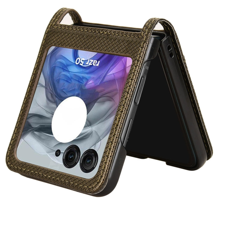 For Motorola Razr 50 Diamond Texture Leather Phone Case(Brown) by buy2fix