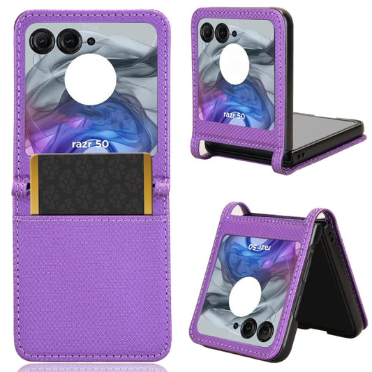 For Motorola Razr 50 Diamond Texture Leather Phone Case(Purple) by buy2fix