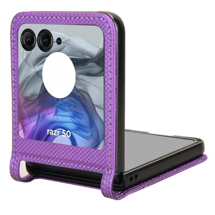 For Motorola Razr 50 Diamond Texture Leather Phone Case(Purple) by buy2fix