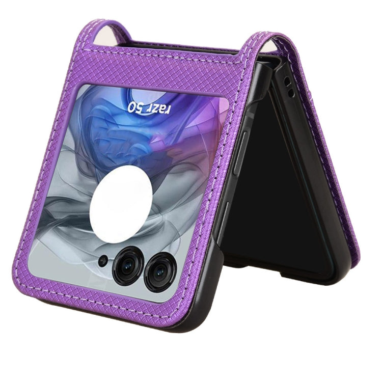 For Motorola Razr 50 Diamond Texture Leather Phone Case(Purple) by buy2fix
