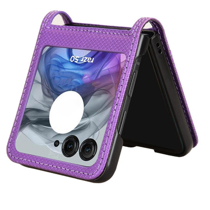 For Motorola Razr 50 Diamond Texture Leather Phone Case(Purple) by buy2fix