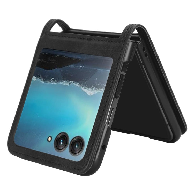 For Motorola Razr 40 Ultra Retro Texture Leather Phone Case(Black) by buy2fix