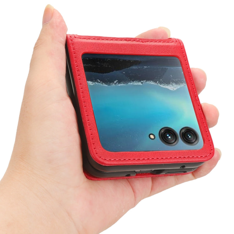For Motorola Razr 40 Ultra Retro Texture Leather Phone Case(Red) by buy2fix
