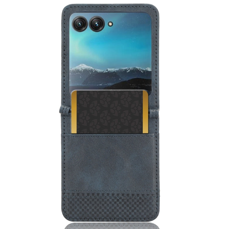 For Motorola Razr 40 Ultra Retro Texture Leather Phone Case(Blue) by buy2fix