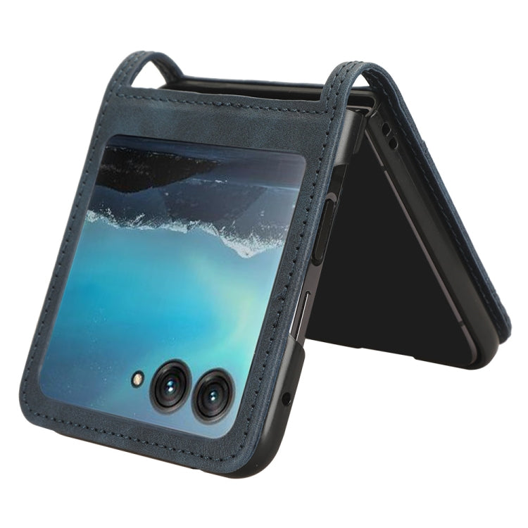 For Motorola Razr 40 Ultra Retro Texture Leather Phone Case(Blue) by buy2fix