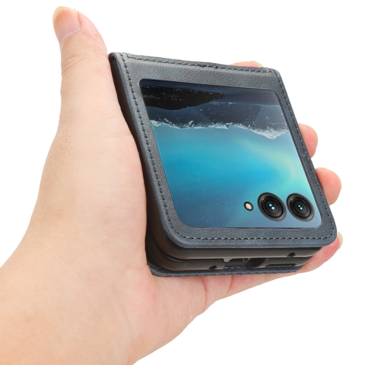 For Motorola Razr 40 Ultra Retro Texture Leather Phone Case(Blue) by buy2fix