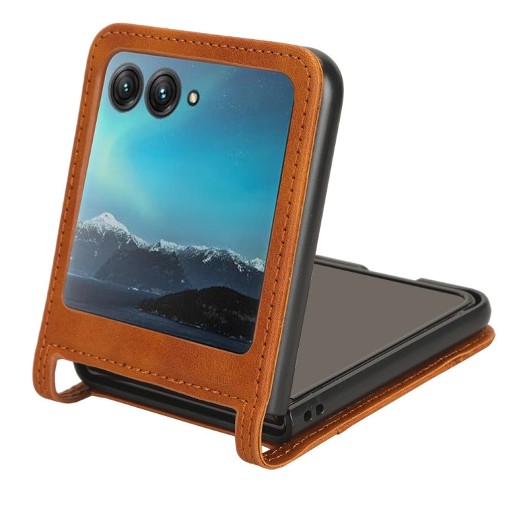 For Motorola Razr 40 Ultra Retro Texture Leather Phone Case(Brown) by buy2fix