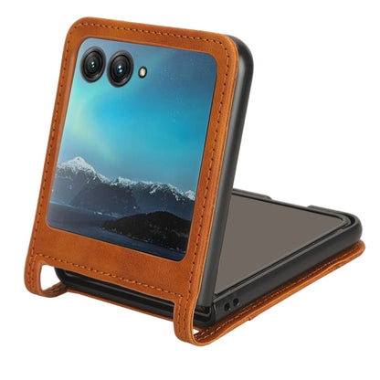 For Motorola Razr 40 Ultra Retro Texture Leather Phone Case(Brown) by buy2fix
