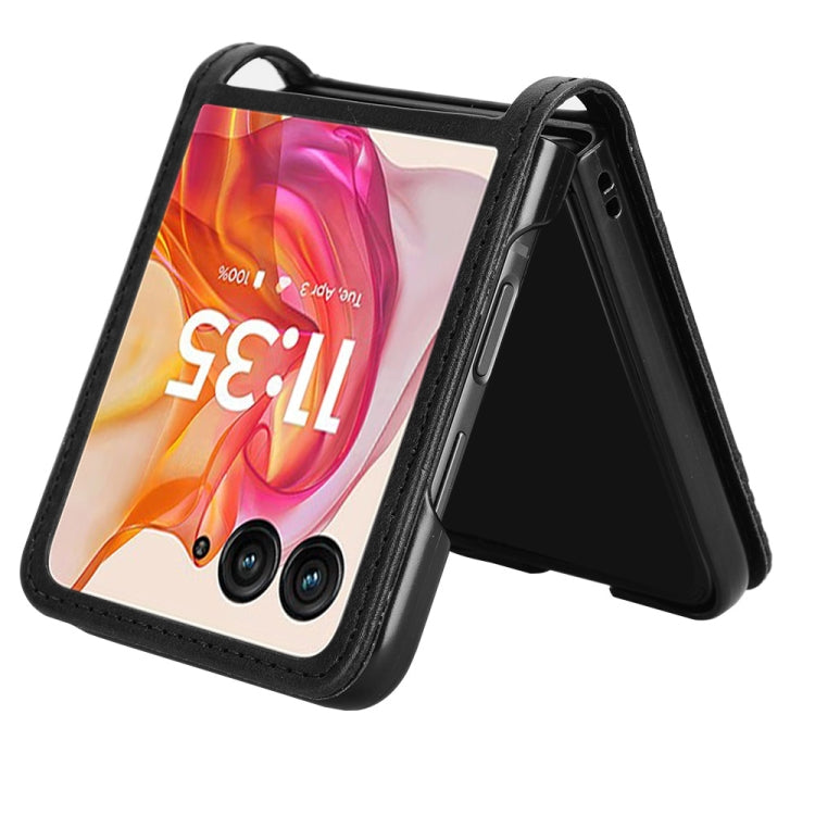 For Motorola Razr 50 Ultra Retro Texture Leather Phone Case(Black) by buy2fix