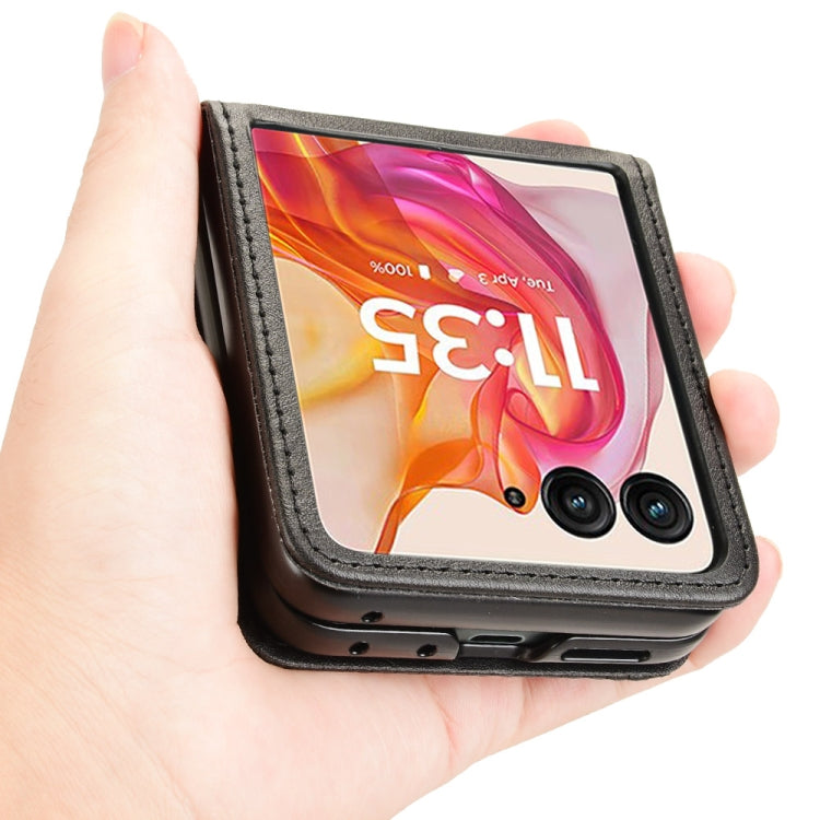 For Motorola Razr 50 Ultra Retro Texture Leather Phone Case(Black) by buy2fix