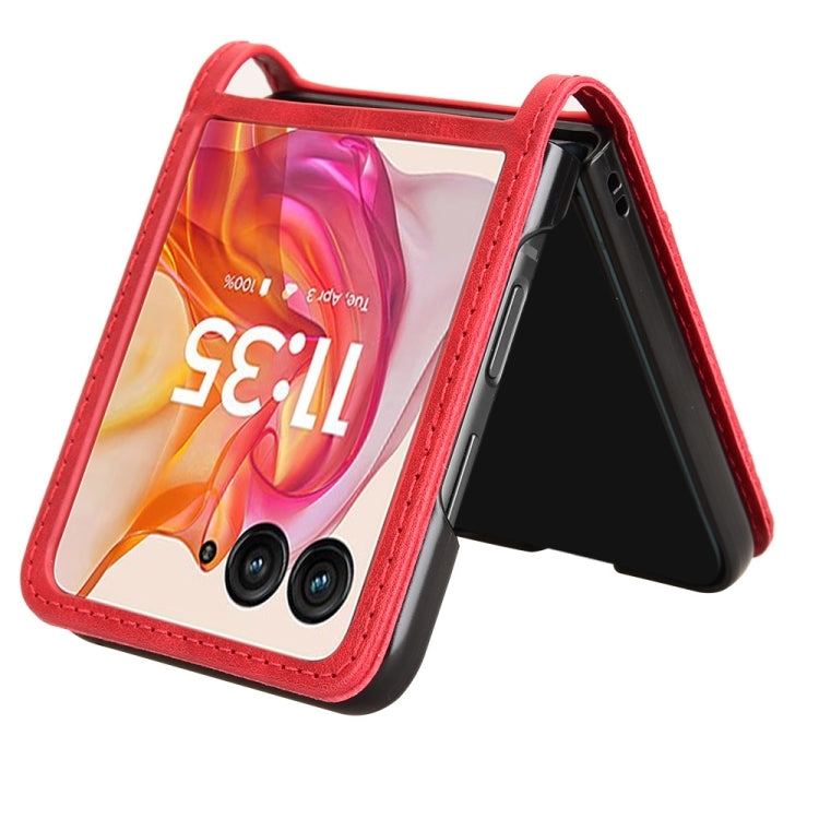 For Motorola Razr 50 Ultra Retro Texture Leather Phone Case(Red) by buy2fix