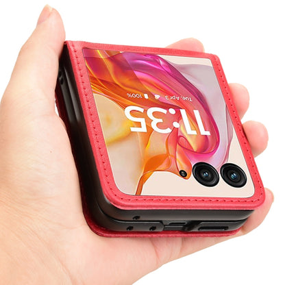 For Motorola Razr 50 Ultra Retro Texture Leather Phone Case(Red) by buy2fix