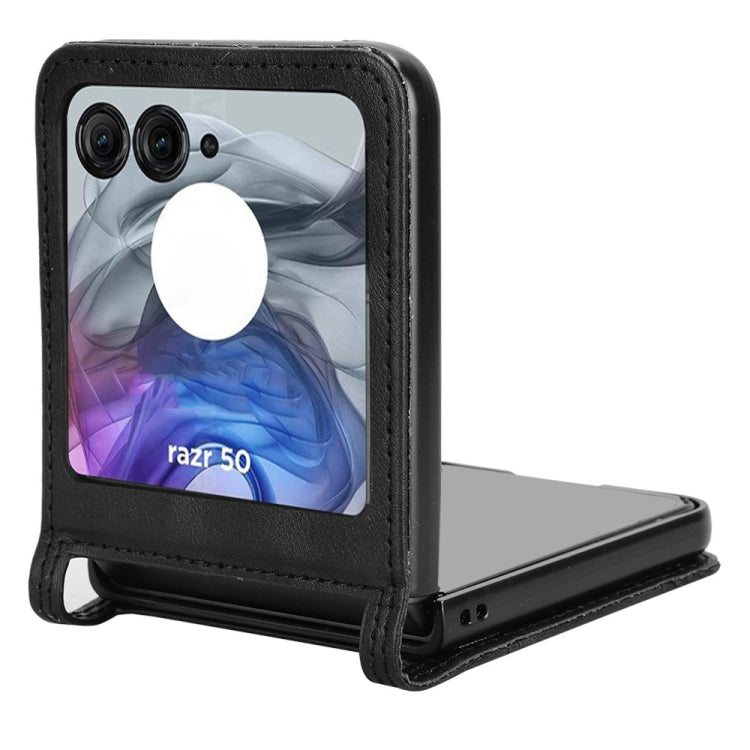 For Motorola Razr 50 Retro Texture Leather Phone Case(Black) by buy2fix