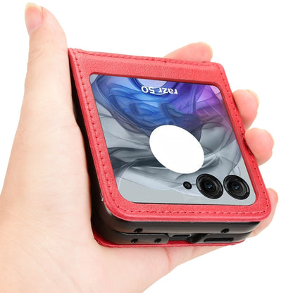 For Motorola Razr 50 Retro Texture Leather Phone Case(Red) by buy2fix