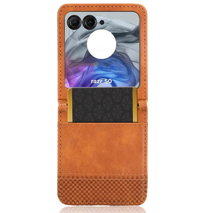 For Motorola Razr 50 Retro Texture Leather Phone Case(Brown) by buy2fix