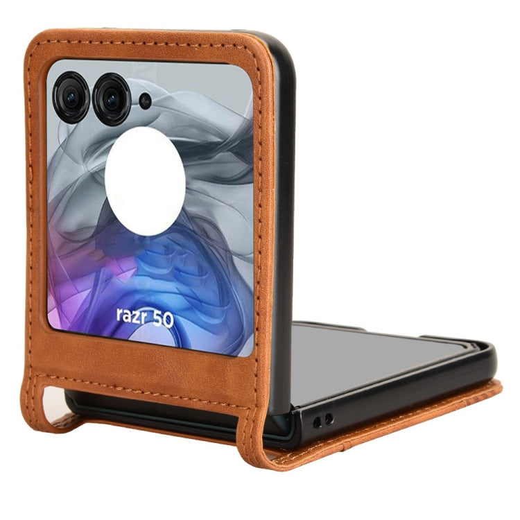 For Motorola Razr 50 Retro Texture Leather Phone Case(Brown) by buy2fix
