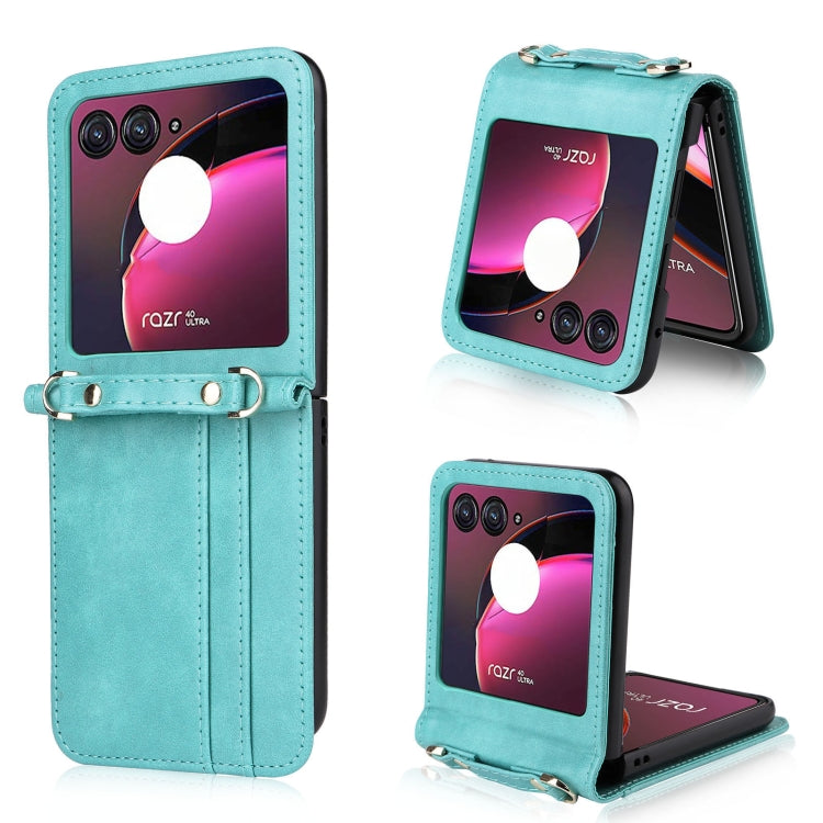 For Motorola Razr 40 Ultra Crossbody Card Slot Leather Phone Case(Mint Green) by buy2fix