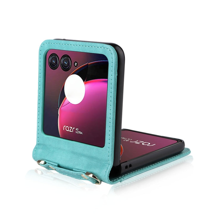 For Motorola Razr 40 Ultra Crossbody Card Slot Leather Phone Case(Mint Green) by buy2fix