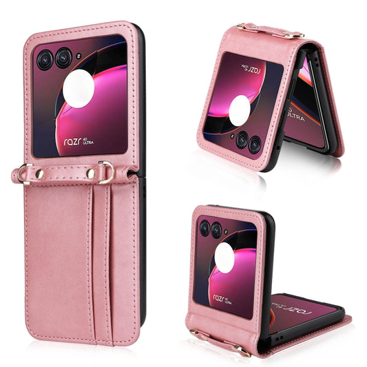 For Motorola Razr 40 Ultra Crossbody Card Slot Leather Phone Case(Pink) by buy2fix