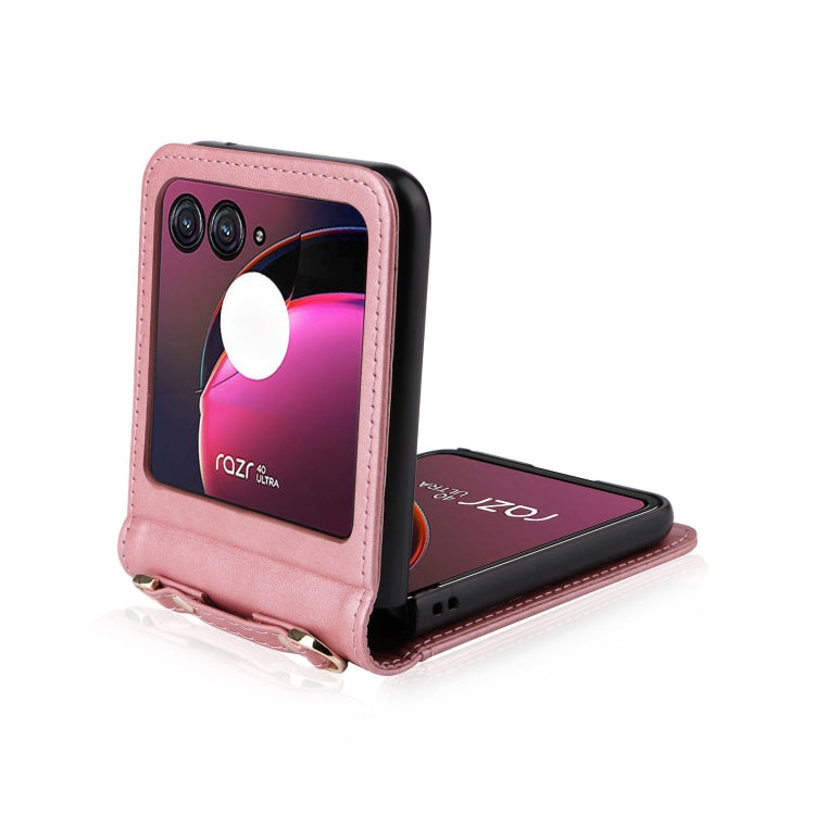 For Motorola Razr 40 Ultra Crossbody Card Slot Leather Phone Case(Pink) by buy2fix