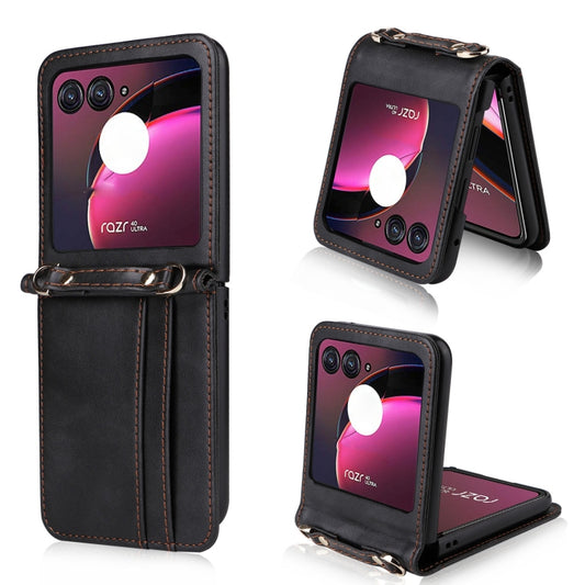 For Motorola Razr 40 Ultra Crossbody Card Slot Leather Phone Case(Black) by buy2fix