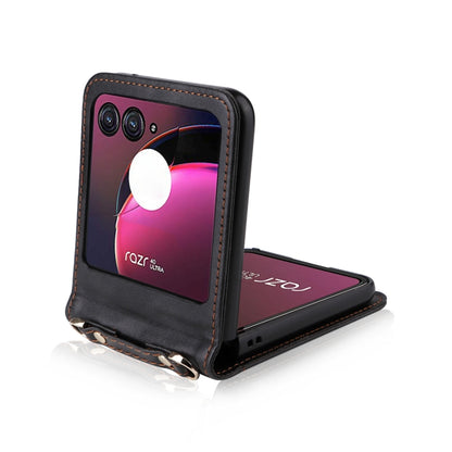 For Motorola Razr 40 Ultra Crossbody Card Slot Leather Phone Case(Black) by buy2fix