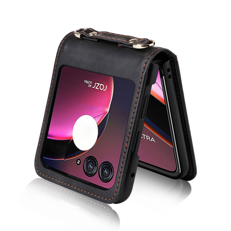 For Motorola Razr 40 Ultra Crossbody Card Slot Leather Phone Case(Black) by buy2fix