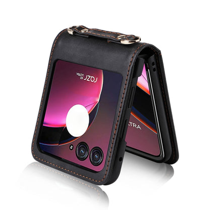 For Motorola Razr 40 Ultra Crossbody Card Slot Leather Phone Case(Black) by buy2fix