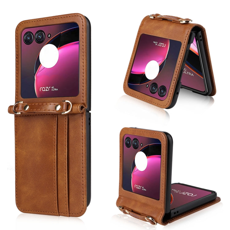 For Motorola Razr 40 Ultra Crossbody Card Slot Leather Phone Case(Brown) - Motorola Cases by buy2fix | Online Shopping UK | buy2fix