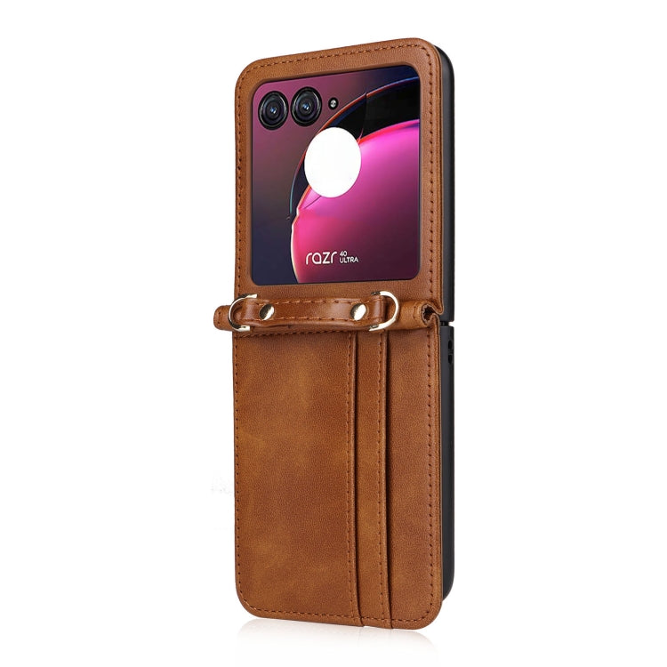 For Motorola Razr 40 Ultra Crossbody Card Slot Leather Phone Case(Brown) - Motorola Cases by buy2fix | Online Shopping UK | buy2fix